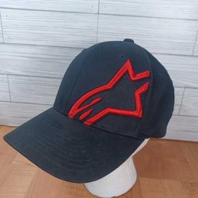 Gorra Alpinestars ajustada para hombre grande XL negra roja bordada Flexfit Racing Foto 1 de 4