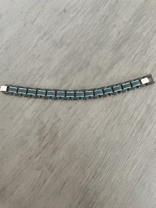 Bracciale Uomo Maglia Acciaio Inox Nero e Blu Bicolore 8,5 Pollici - Foto 1 di 4