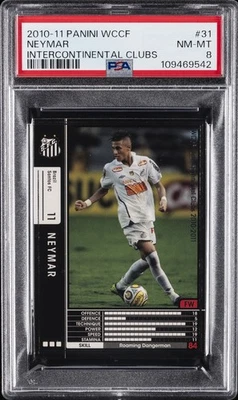 2010 PANINI WCCF INTERCONTINENTAL CLUBS #31 NEYMAR ROOKIE RC PSA 8 - Image 1 of 2