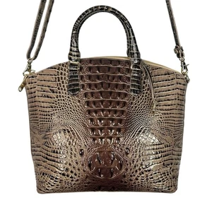 Borsa a tracolla Brahmin grande Duxbury in pelle goffrata di coccodrillo marrone - Foto 1 di 16