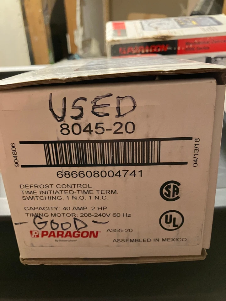 USED PARAGON 8045-20 Defrost Timer 208/240V SPDT Switch TIMER & METAL ENCLOSURE - Image 1 of 1