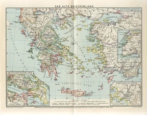 Antigua Grecia 1932 Creta Atenas y Afueras Troya Antiguo Mapa Pastor fechado - Imagen 1 de 1