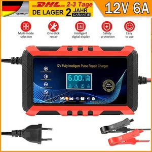 12V 6A Intelligentes Batterieladegerät AGM Auto Motorrad Batterie Ladegerät KFZ - Bild 1 von 13