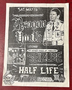 REAGAN YOUTH/SEIZURE/HALF LIFE 1987 Anthrax CONCERT FLYER 8.5x11" PUNK nyhc - Picture 1 of 3