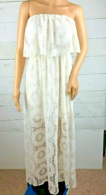 Maxi Vestido Charlotte Russe Superpuesto de Encaje Talla M Sin Mangas Sin Tirantes Tubo Top D52 Foto 1 de 4