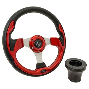 GTW 12.5" Red Rally Golf Cart Steering Wheel with Black Hub Adapter for Yamahas - Picture 1 of 3