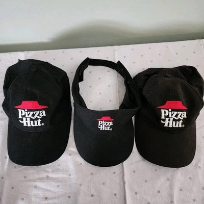 Boné de beisebol estilo uniforme funcionário Pizza Hut preto ajustável logotipo grande - Imagem 1 de 4