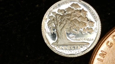 MINIATURE COIN 1935 CONNECTICUT COMMEMORATIVE HALF PROOF LIKE STERLING SILVER - Image 1 of 2
