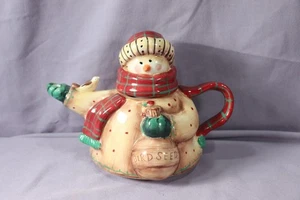 Weihnachten Schneemann Teekanne Wasserkocher Vintage Snowmates Noble Excellence Steingut - Bild 1 von 9
