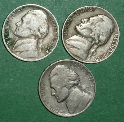 1939-d 1938 1938-d JEFFERSON NICKELS (fechas semiclave) #97W Foto 1 de 2