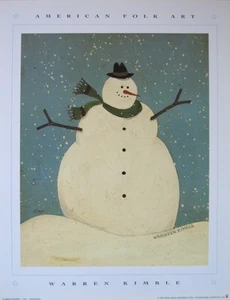 art print~SNOWMAN~Warren Kimble~winter~snow~primitive folk 10 x 13 - Picture 1 of 1