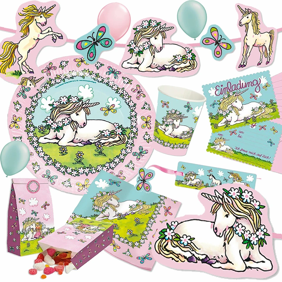 EINHORN FINJA - Geschirr Deko Mitgebsel Unicorn Kinder Geburtstag Party Set LM - Bild 1 von 1