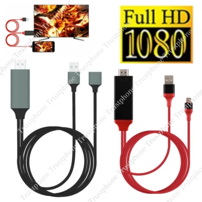 1080P HDMI Mirroring AV Cable for iPhone iPad Android Phone to TV HDTV Adapter - Image 1 of 4