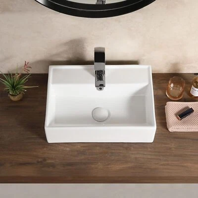 Wall Mounted or Platform Mounted Bathroom Sink 12x17 Inch White Rectangular - Image 1 of 4