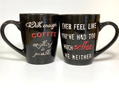 Conjunto de canecas de café tamanho grande Pfaltzgraff 16 oz piadas engraçadas de viciado em café RARO MUITO BOM ESTADO - Imagem 1 de 4