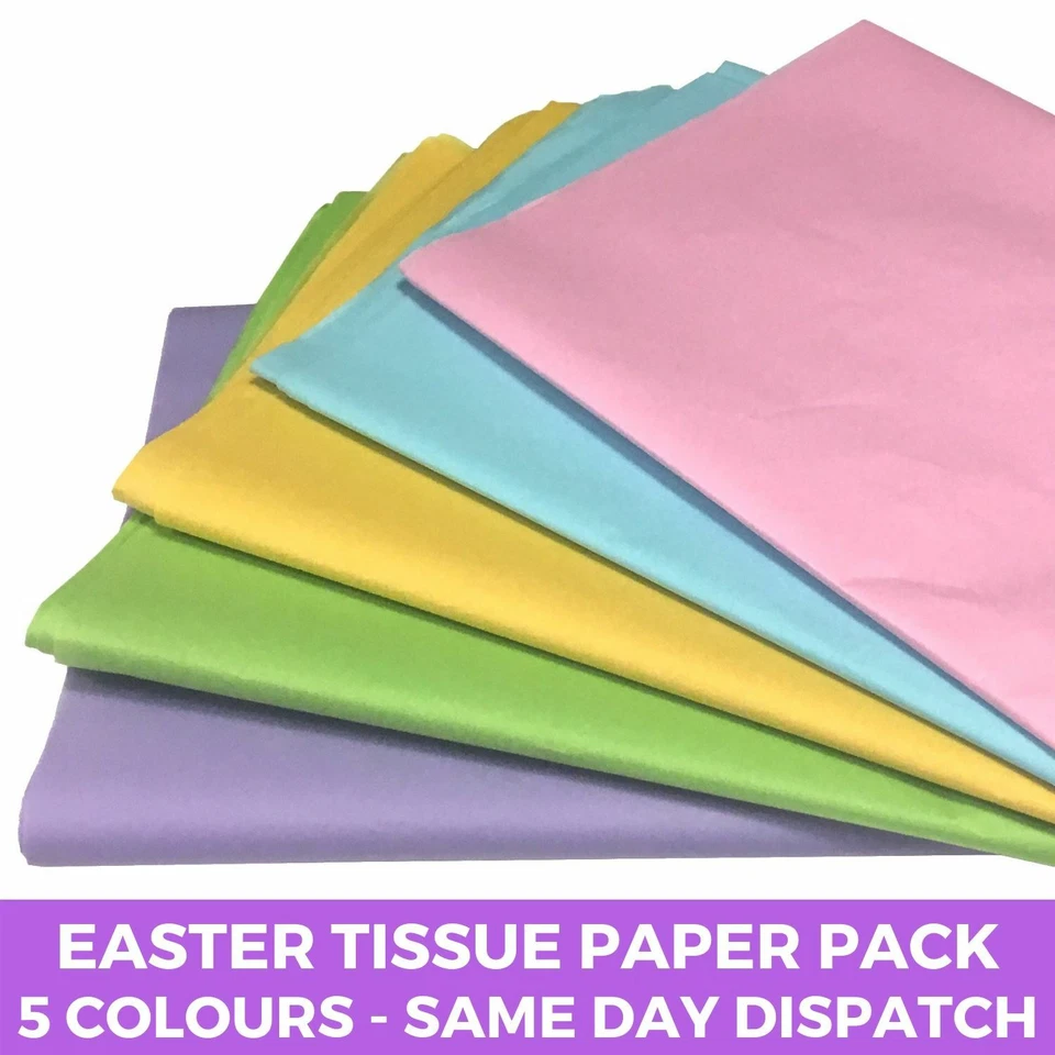 Easter Pastel Tissue Paper Pack -  5 Colours Wrapping Craft Acid Free Sheets - Image 1 of 1