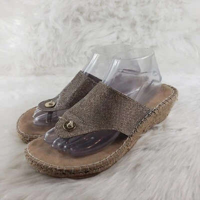 Sandalias Thomh WHITE MOUNTAIN 'Beachball' cuerda tacón de cuña deslizables para mujer talla 10 Foto 1 de 4