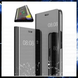 For APPLE IPHONE 12 CLEAR VIEW FLIP CASE SMART BOOK MIRROR LUXURY STAND COVER - Picture 1 of 11