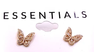 Pendientes de tachuelas de mariposa cúbicos de oro de 18 K esenciales sobre latón - Imagen 1 de 5