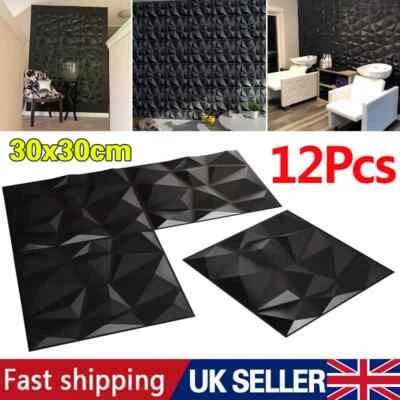 12Pcs 3D Wall Panels Covering PVC Cladding Wallpaper Decorative Tiles Kitchen UK - Image 1 of 4