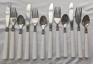 VTG 12 PCs Rogers CARNIVAL White STAINLESS FLATWARE SERVICE FOR 4 - Picture 1 of 2