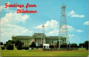 Postal de saludos desde OKLAHOMA OK Oil Wells y Capitolio del Estado - Imagen 1 de 2