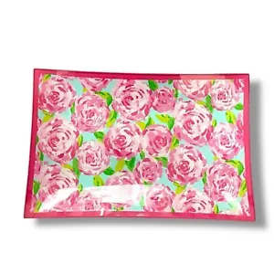 Bandeja de vidrio Lilly Pulitzer primeras impresiones tocador floral joyería Catchall - Imagen 1 de 6