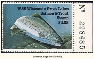 D2K Wisconsin Great Lakes Salmon 1985 3,25 $ mit Etikett - Bild 1 von 1