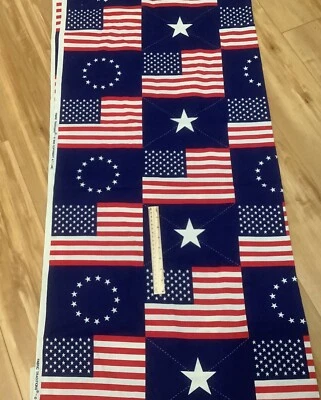 Fabric Traditions AMERICAN FLAG STARS STRIPES CHEATER QUILT 2.9 YD Cotton Fabric - Image 1 of 2