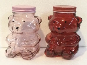 Glass Bear JARS, Pink & Red with Lids, Excellent Condition - Picture 1 of 4