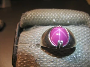 HERREN RING WEINROT 12 X 10 MM LINDE STERN SAPHIR 925 STERLINGSILBER GRÖSSE 11 - Bild 1 von 5