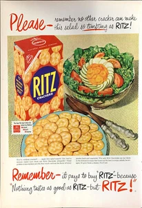Vintage 1952 Ritz Crackers Box  Print Ad Advertisement  - Picture 1 of 1