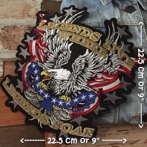 Eagle USA Flag Biker Motorcycle Iron on Embroidered Large Back patch XL  - Picture 1 of 2