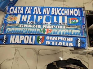 4 PEZZI SCIARPA FORZA NAPOLI double face tipo raso campioni d'italia giu - Picture 1 of 1