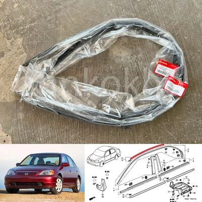 01-05 Genuino Honda Civic ES sedán techo lateral moldura por goteo moldura sello de goma OEM Foto 1 de 4