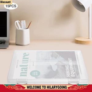 15 Pcs Portable Data Storage Boxes A4 Office Snap-tight Transparent Waterproof - Picture 1 of 16