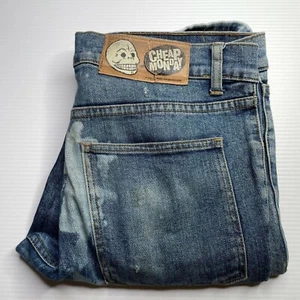 Pantalones de mezclilla rectos desgastados baratos Monday para mujer talla 31 cintura azul informales - Imagen 1 de 12