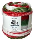 Big Twist Yarn Winter Red Green White Speckled Large Stripe Acrylic 3.5 Oz