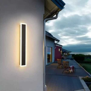 12" Modern Outdoor Wall Light 12W LED Long Wall Sconce Exterior w/ remote - Picture 1 of 5