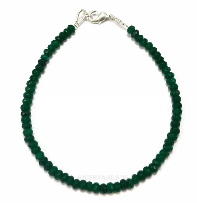 Pulsera de moda con cuentas de piedras preciosas rondelle de jade esmeralda 4-4,5 mm facetadas 7" pulgadas  Foto 1 de 4