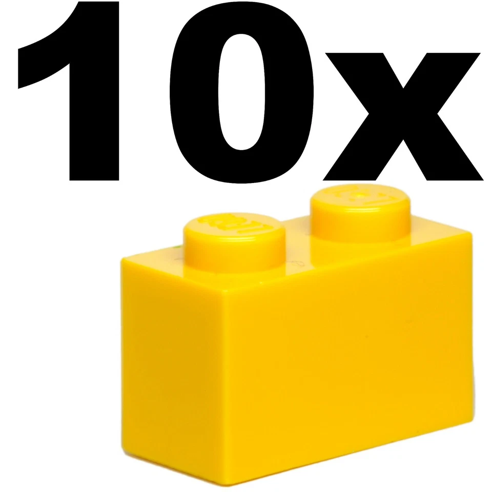 NEW LEGO - BRICKS - 1 x 2 - Yellow brick x 10 - 1x2 - Image 1 of 1