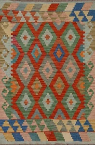 Pastel Color South-Western Reversible Kilim Rug Flat Woven Tribal Wool Rug 4'x5' - Picture 1 of 9