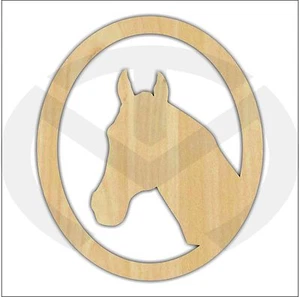 Unfinished Wood Horse Head Silhouette Laser Cutout, Wreath Accent, Door Hanger - Picture 1 of 1