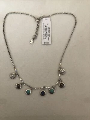 Lucky Brand Silver Tone Collar Necklace With Round Semi-Precious Accents NWT - Image 1 of 4