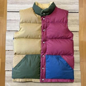 Crescent Down Works USA Made Down Vest Crazy Pattern L Size Rare from Japan Used - Picture 1 of 17