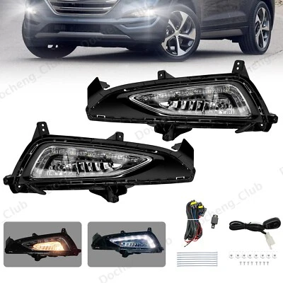 For 2016 2017 2018 Hyundai Tucson LED Fog Lights Front Bumper Lamps with DRL - Image 1 of 4