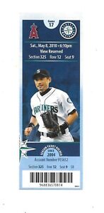 Seattle Mariners- Full Ticket- May 8, 2010- Ichiro Pictured on Ticket- 2 Triples