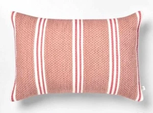 Hearth Hand Magnolia Stripe Oblong Outdoor Lumbar Pillow Dusty Rose Pink 14 x 20 - Picture 1 of 10