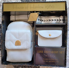 Nice Gift - Luxe Crossbody Set, Bag, Wallet, White -Cream, Gold, Bag , Card Case