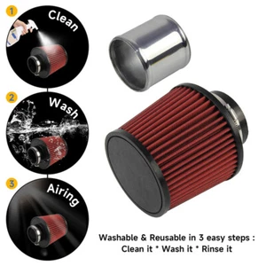 3" 76mm Cold Air Intake Filter Cone Replacement High Flow Dry Air Filter Red - Picture 1 of 9